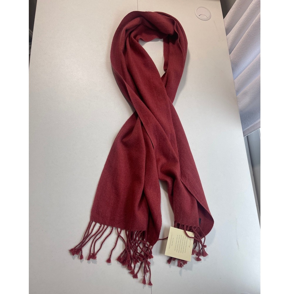 The Pashmina Store 100% Cashmere Scarf Brick Red Handmade Nepal Fringe Wrap New